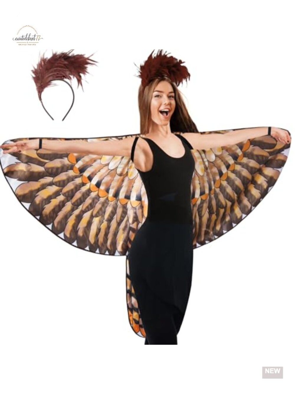D.Q.Z Double-Sided Bird Wings Costume Set with Feather Headband